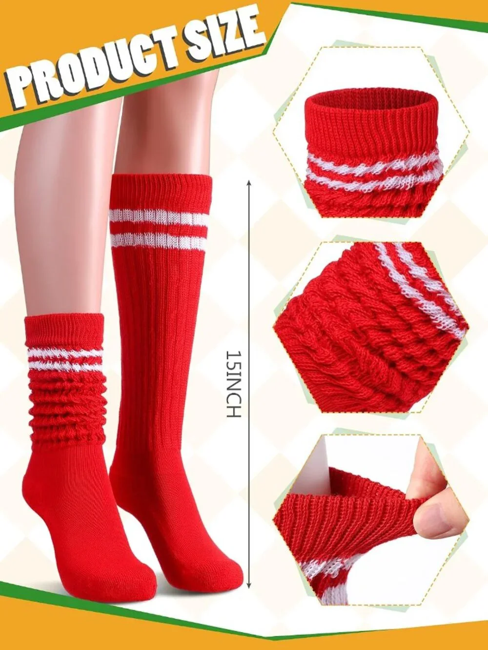 🧦Women's Fresh Colour 4 Pairs Neon Slouch Socks Scrunch Socks Athletic Slouchy